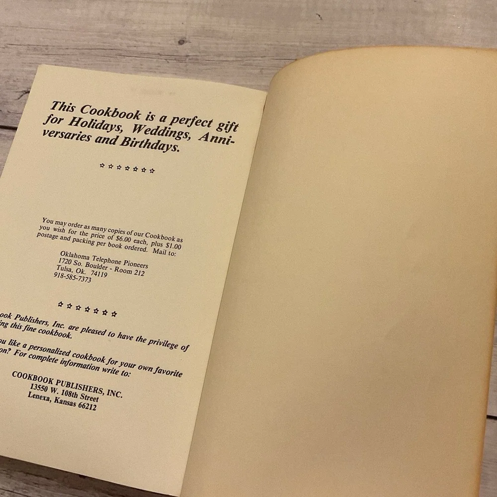 The Pioneer Cookbook Oklahoma Telephone Pioneers 1982 Chapter 41 Recipes